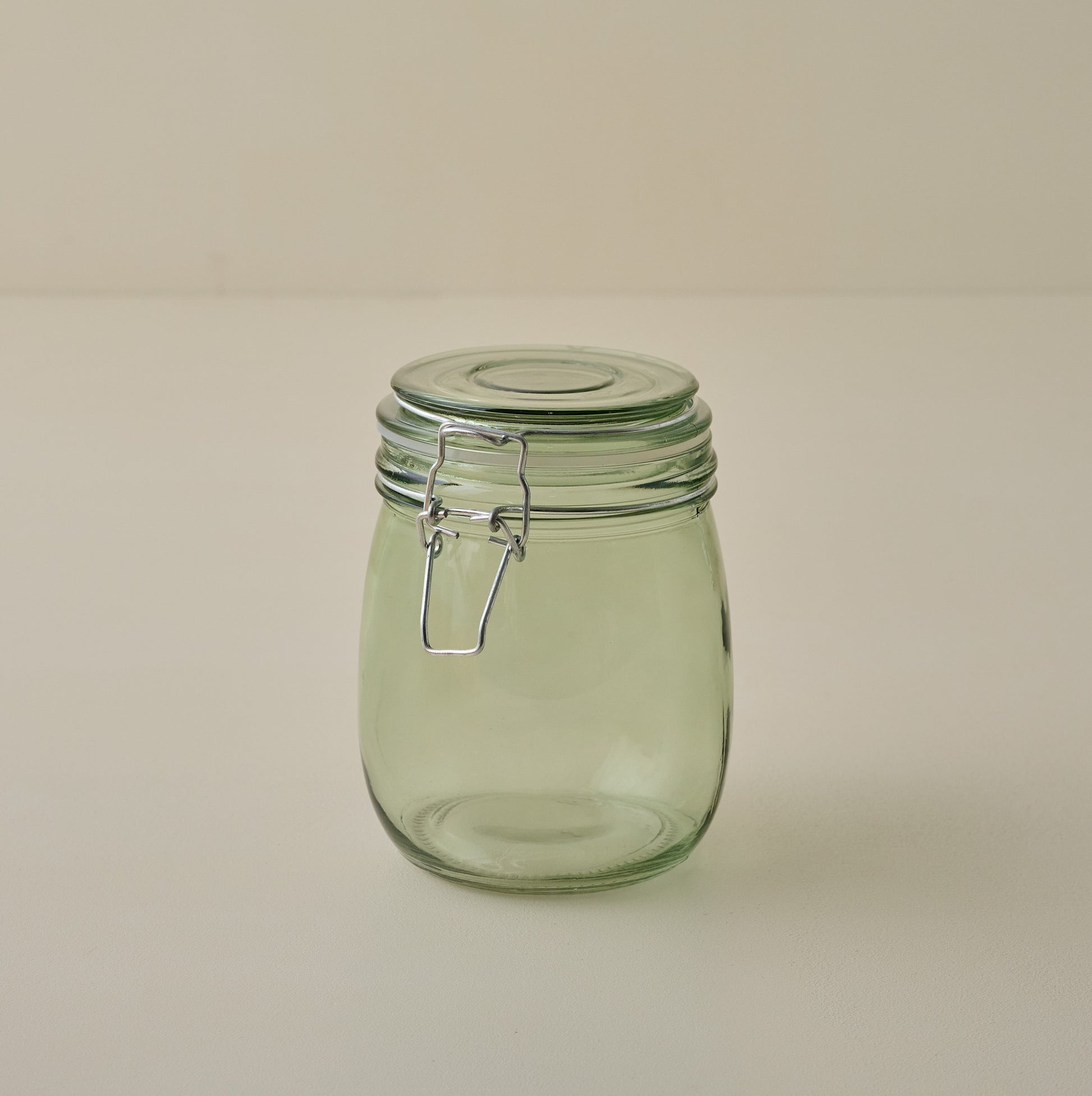 Small Magnolia Green Glass Storage Jar