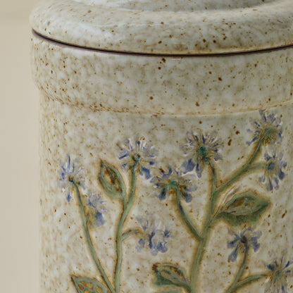 Blue Wildflower Canister up close