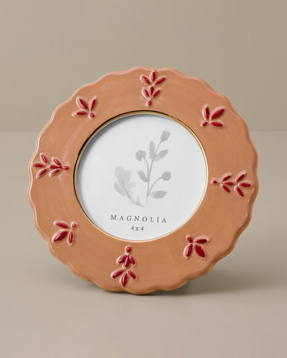 Rustic Clay Round Ceramic Juliet Photo Frame