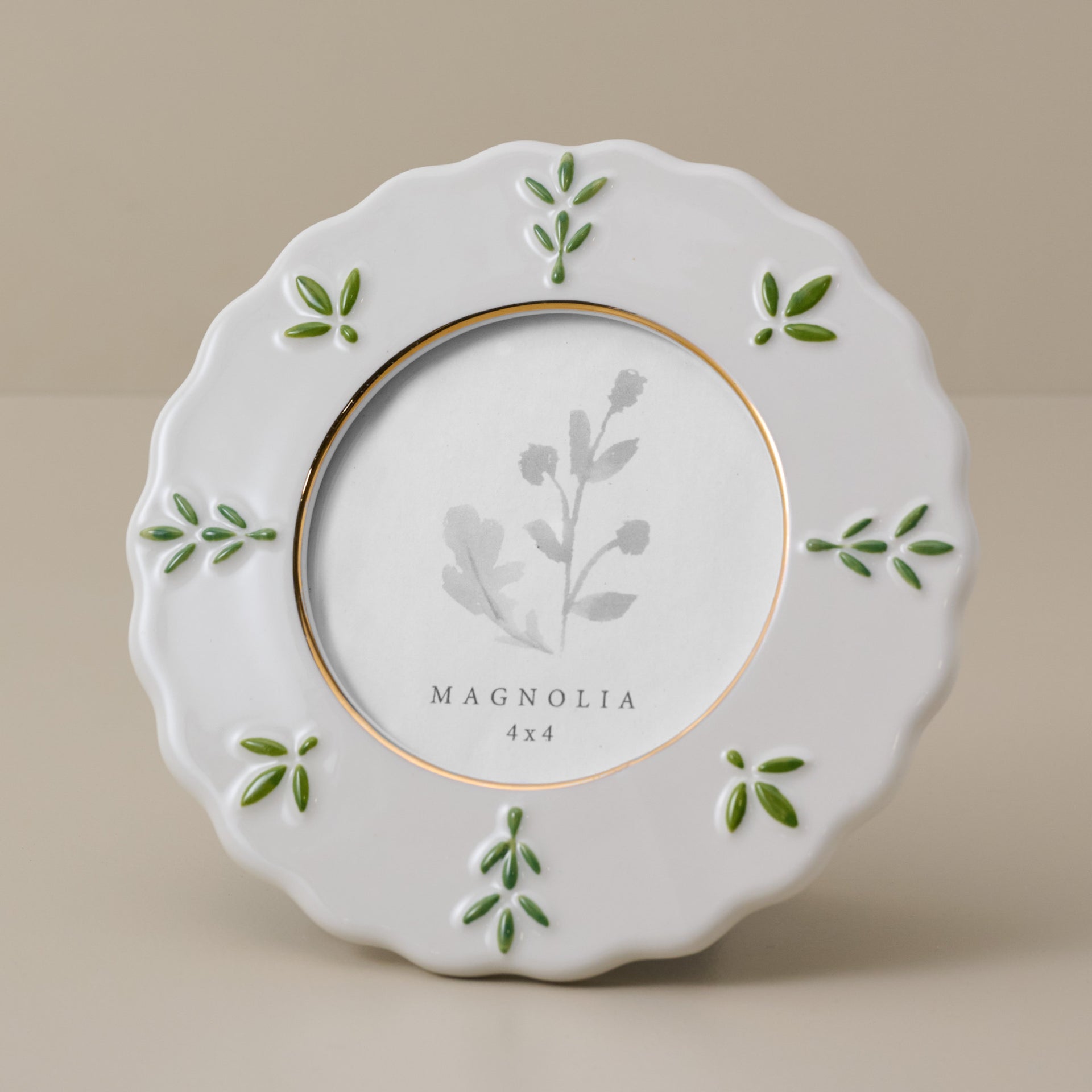 Round Ceramic Juliet Photo Frame - Fern