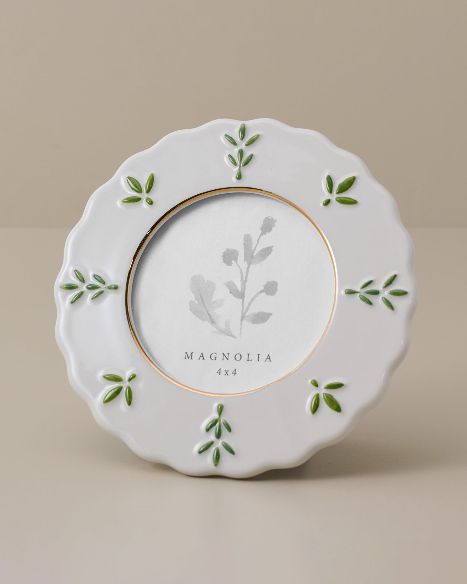 Round Ceramic Juliet Photo Frame - Fern