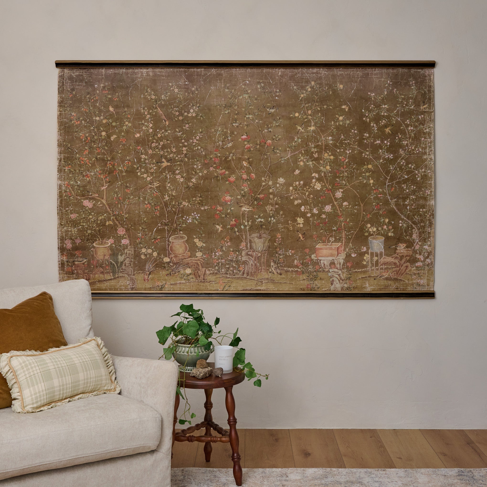 Oversized Scroll of Blooms Tapestry