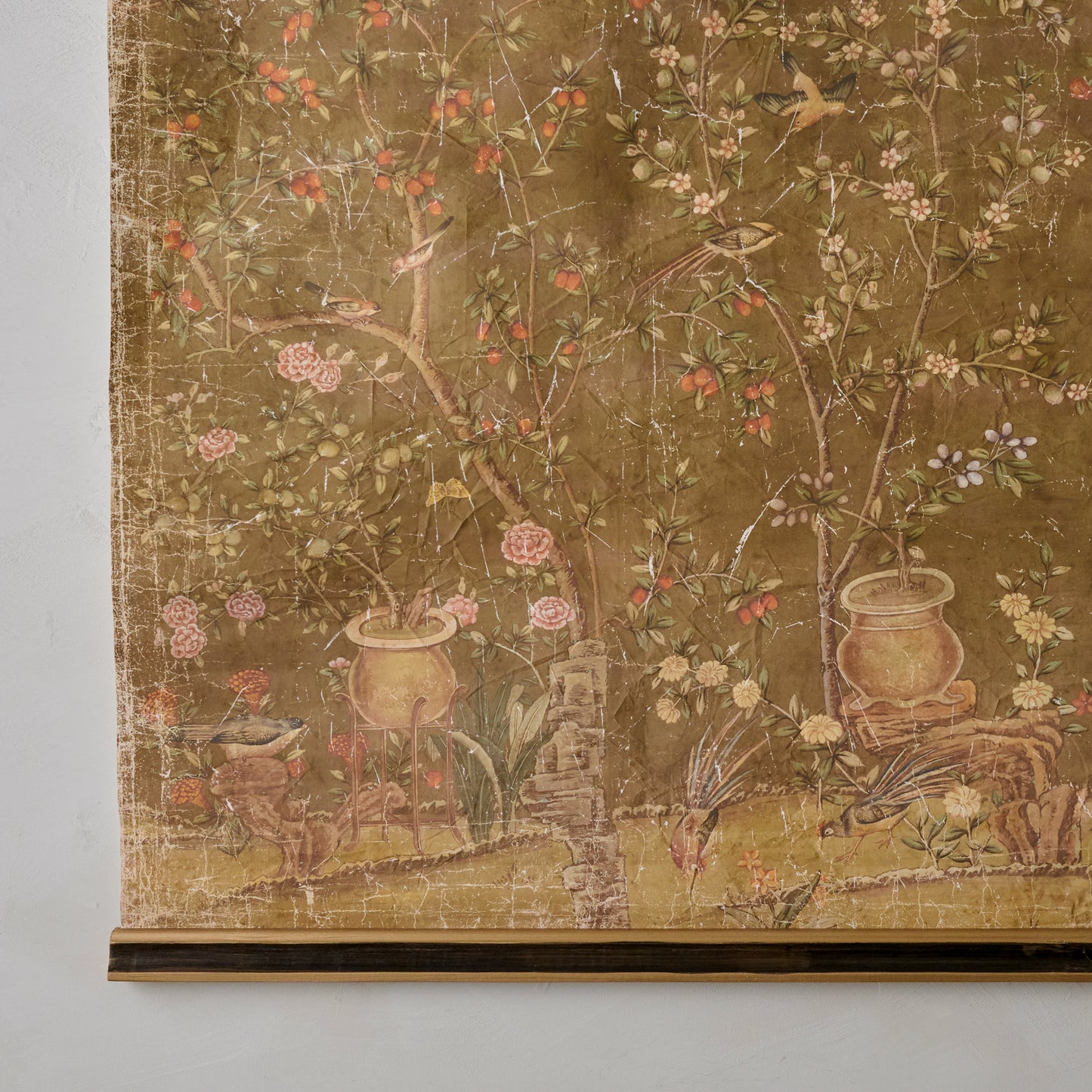 Oversized Scroll of Blooms Tapestry close up view