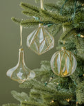 Vintage Glass and Gold Ornaments Set of 6 shown on tree