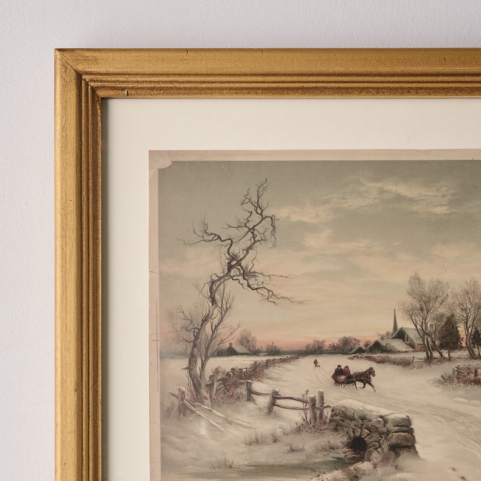 Vintage Christmas Morn Framed Print corner up close