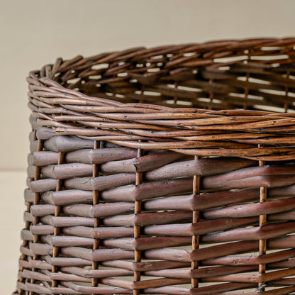 Natural Willow Woven Tree Collar up close