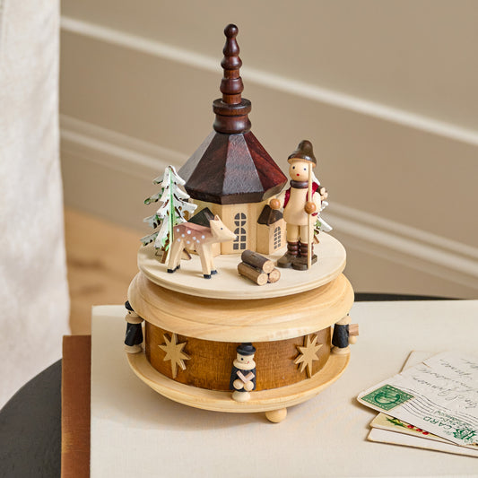 Wooden Winter Wind-Up Music Box