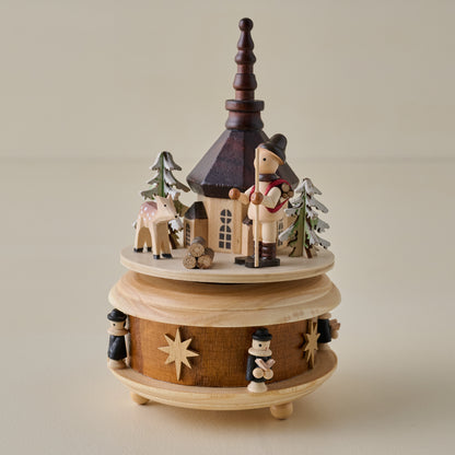 Wooden Winter Wind-Up Music Box