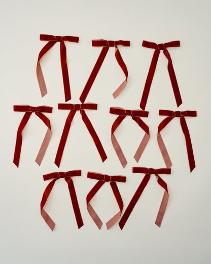 Velvet Bow Ornament Clip, Set of 10