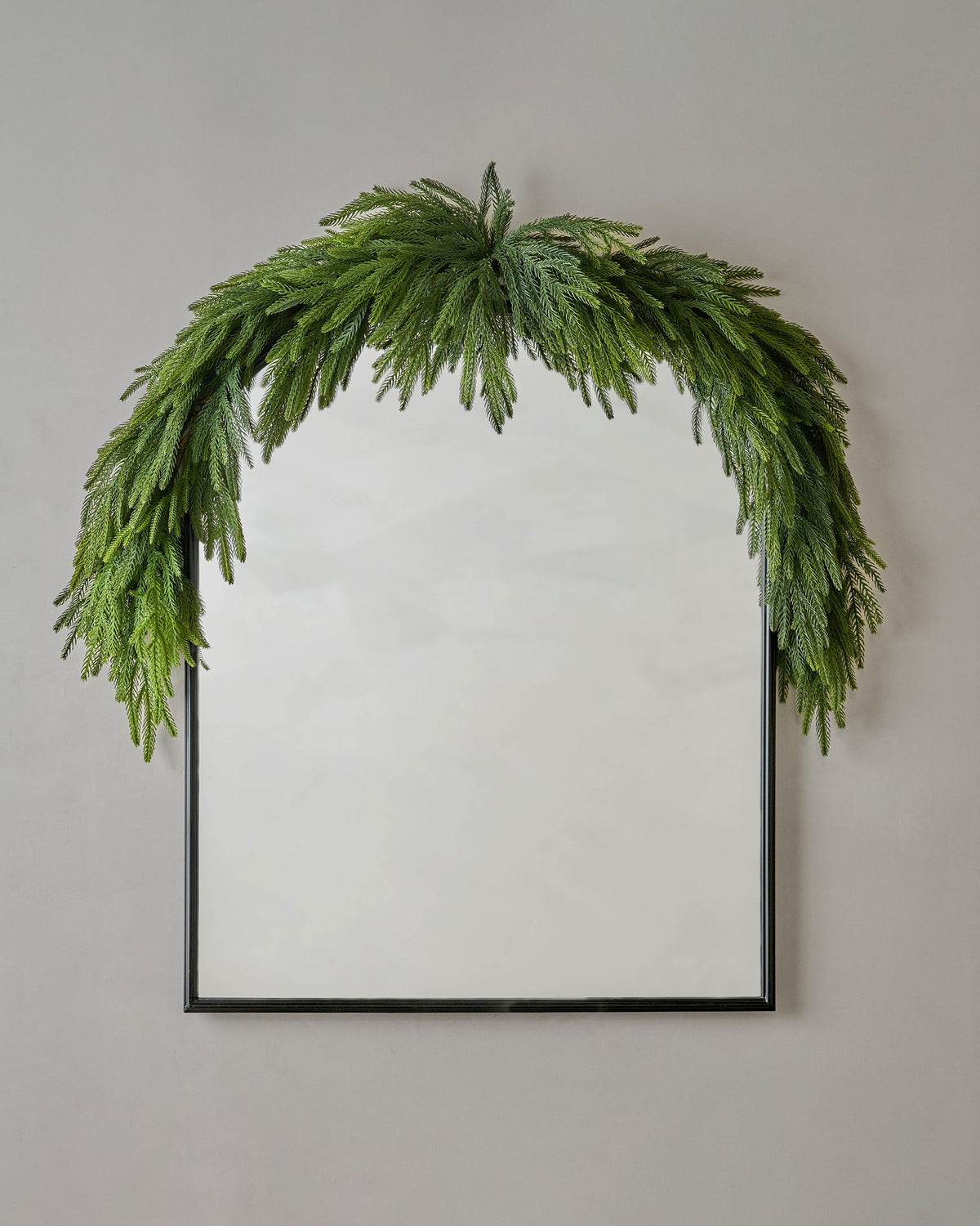 Real Touch Norfolk Pine Mantel Swag - 72" on mirror 