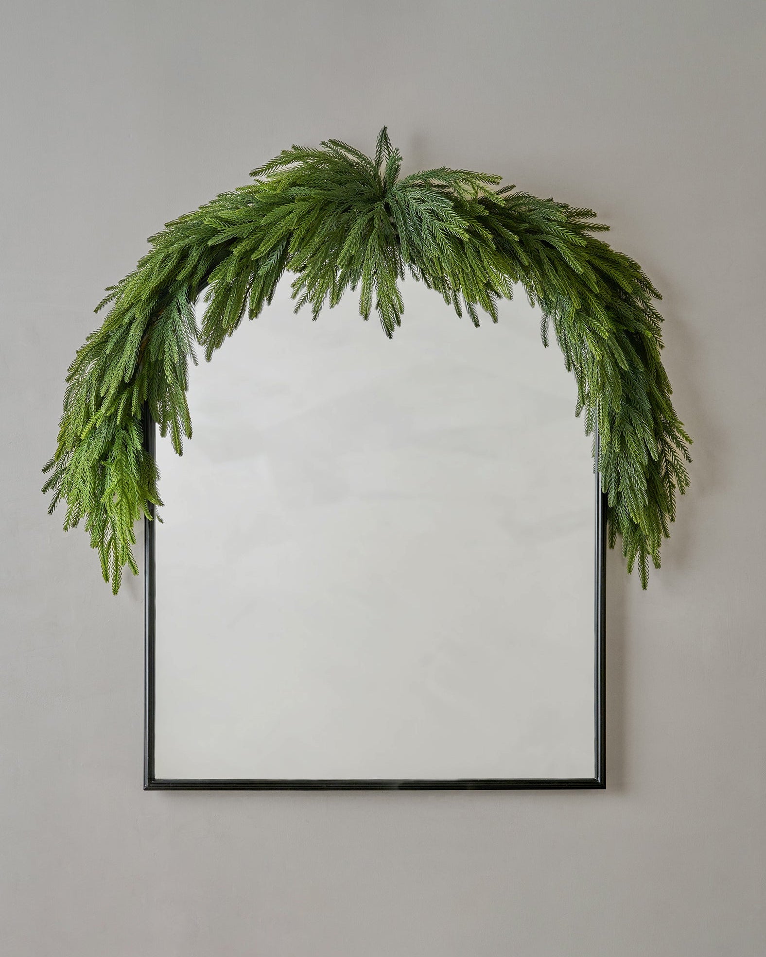 Real Touch Norfolk Pine Mantel Swag - 72" on mirror 