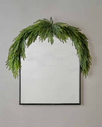 Real Touch Norfolk Pine Mantel Swag - 72" on mirror 