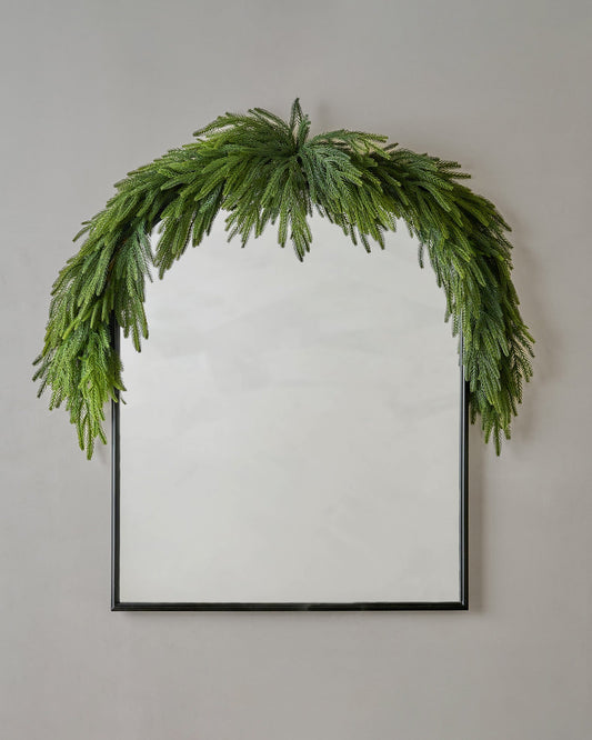 Real Touch Norfolk Pine Mantel Swag - 72" on mirror 