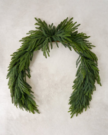 Real Touch Norfolk Pine Mantel Swag - 72"