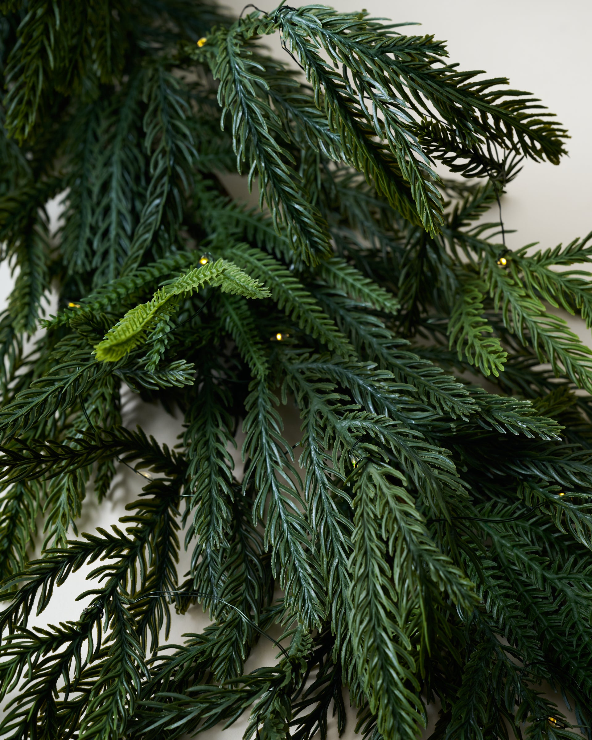 Real Touch Norfolk Pine Pre-Lit Mantel Swag - 72" close up