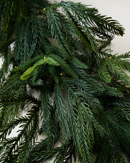 Real Touch Norfolk Pine Pre-Lit Mantel Swag - 72" close up