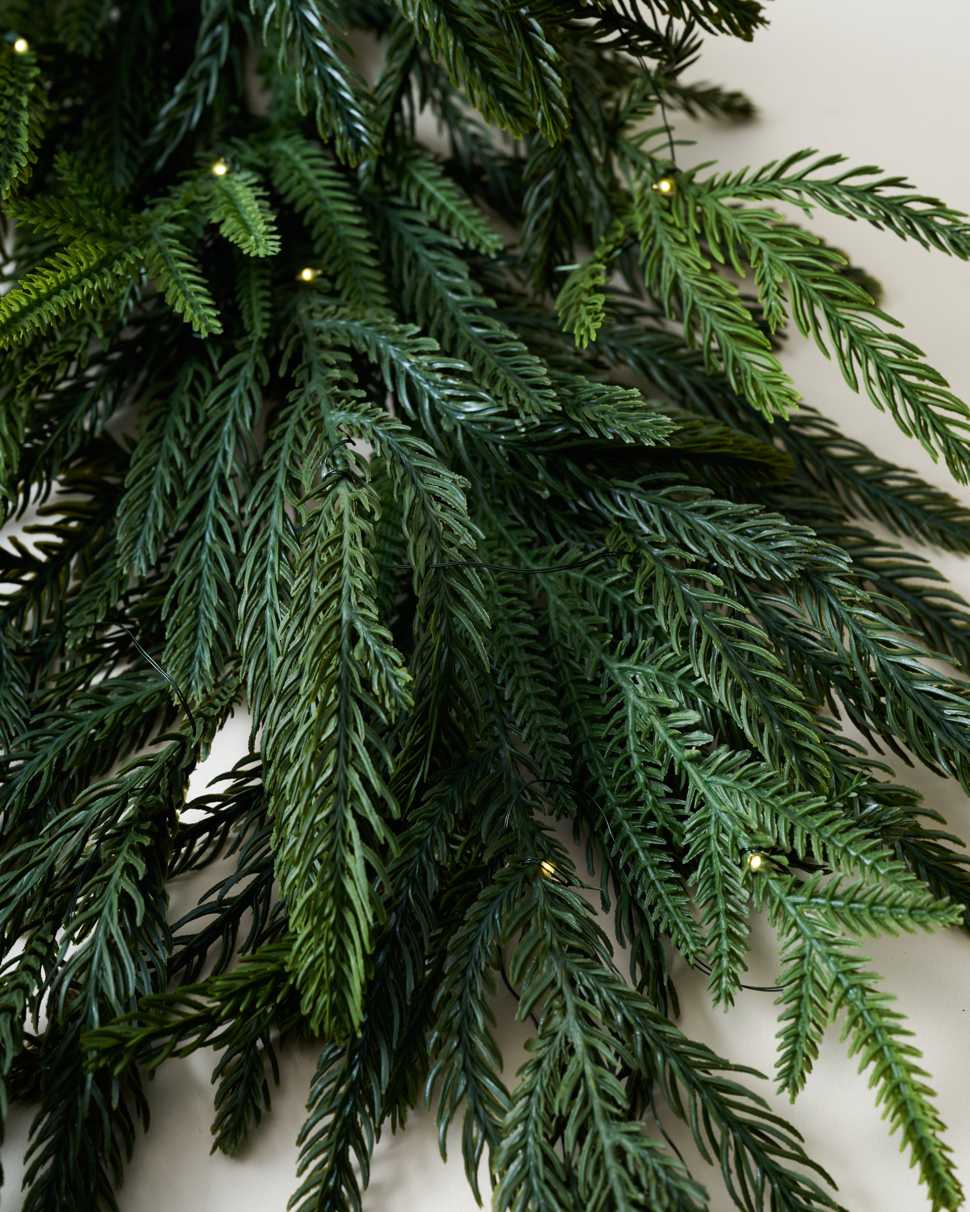 Real Touch Norfolk Pine Pre-Lit Garland - 72" close up