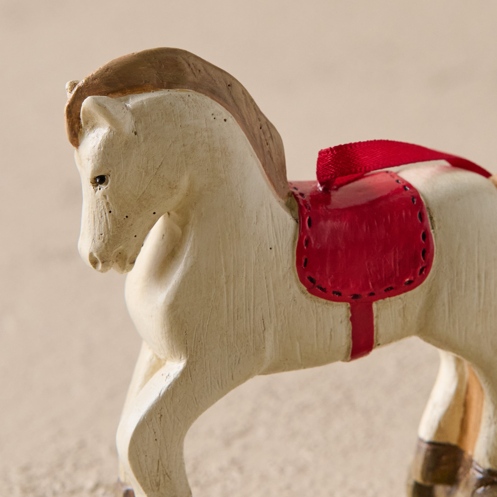Vintage-Inspired Rocking Horse Ornament up close