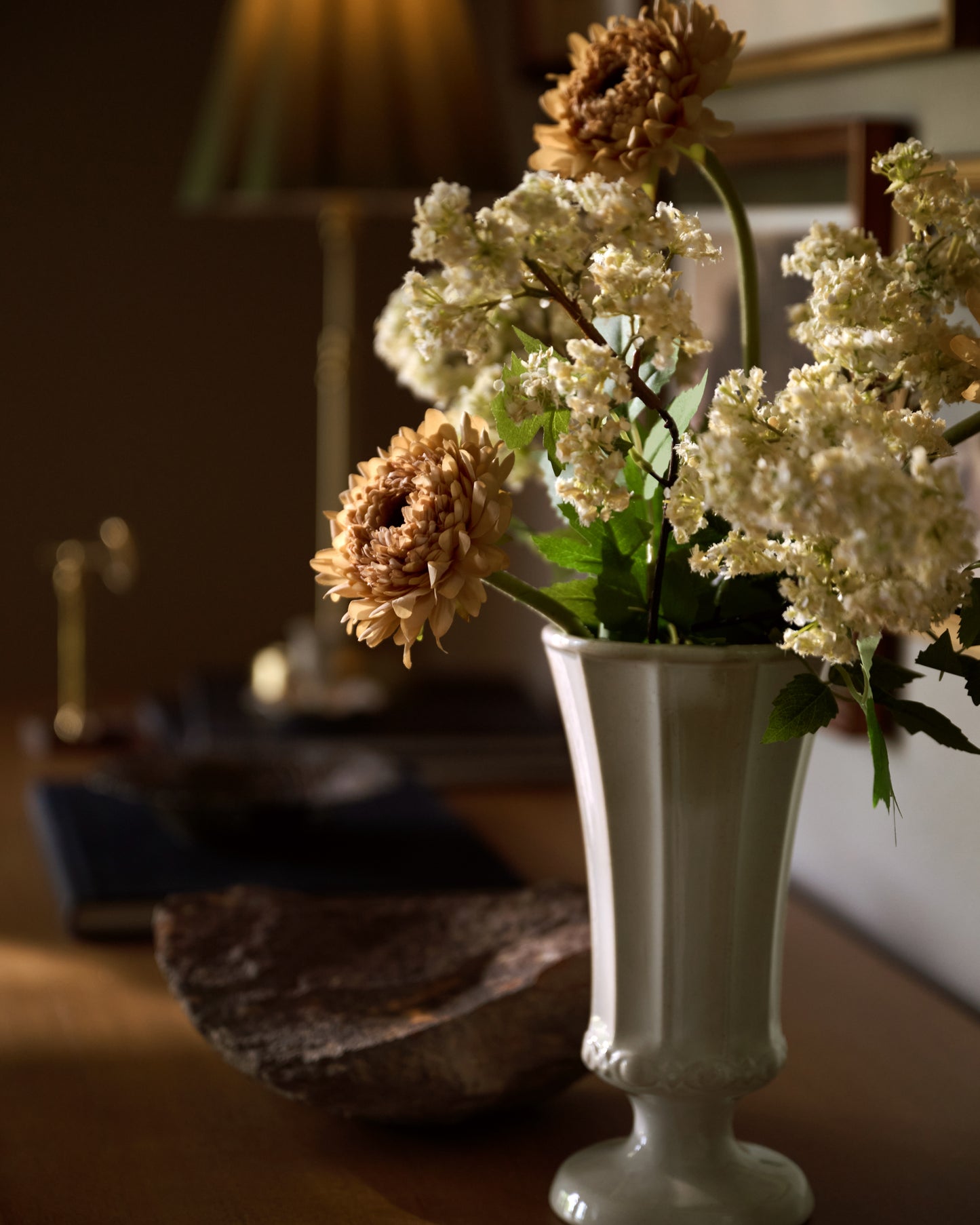 Gerber Daisy & Crepe Myrtle Spray in fluted vase