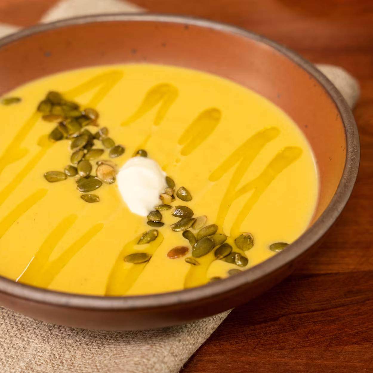 A bowl of butternut squash soup