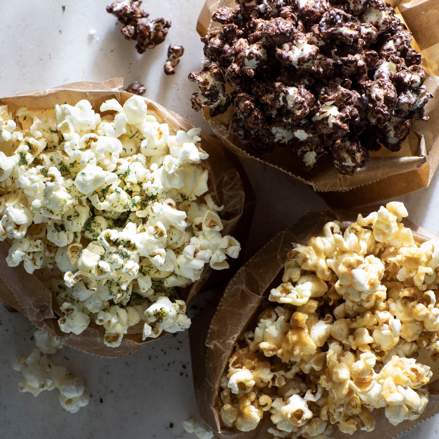 Three flavors of popcorn