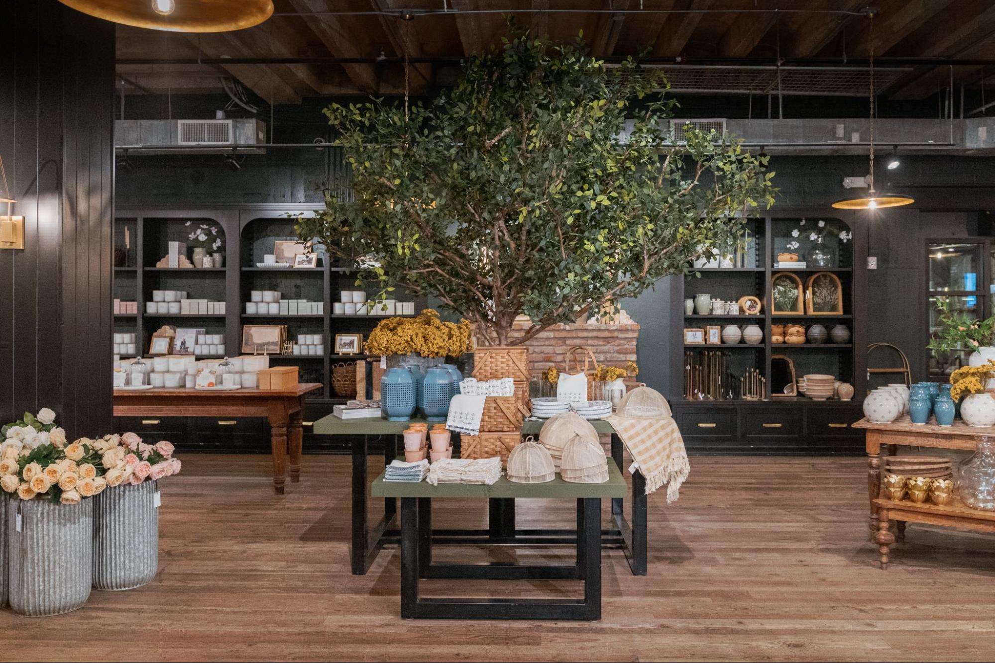 A tree display inside Magnolia Market in Waco, Texas.