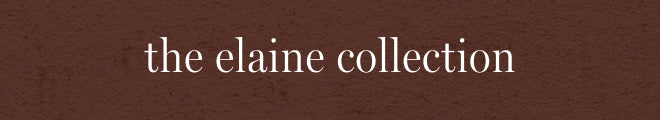 White serif text reading 'the elaine collection' centered on a textured dark brown background.