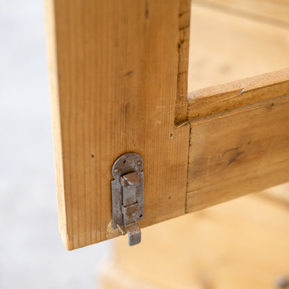 Vintage Danish Pine Cabinet close up of door latch hardware