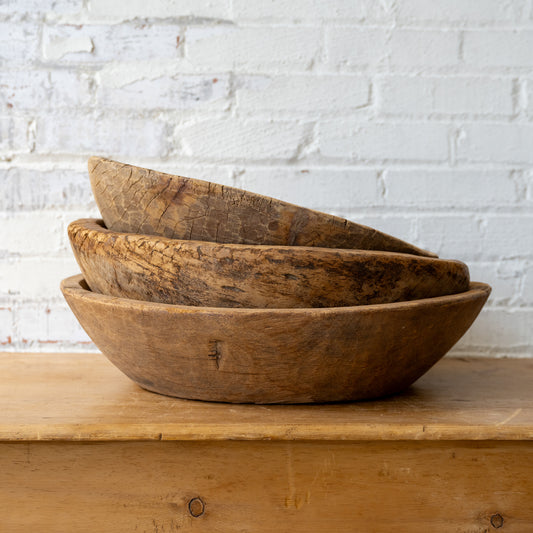 Found Large Teakwood Bowl stacked