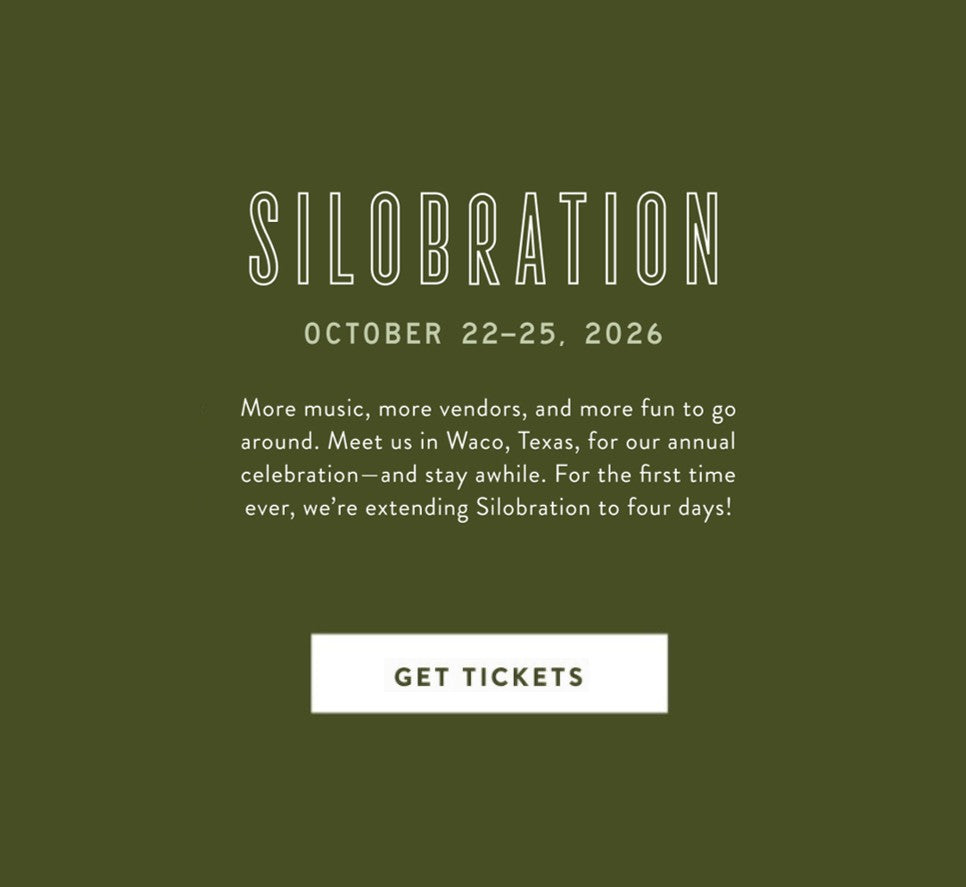 Silobration. October 22-25, 2026. More music, more vendors, and more fun to go around. Meet us in Waco, Texas, for our annual celebration - and stay awhile. For the first time ever, we're extending Silobration to four days!