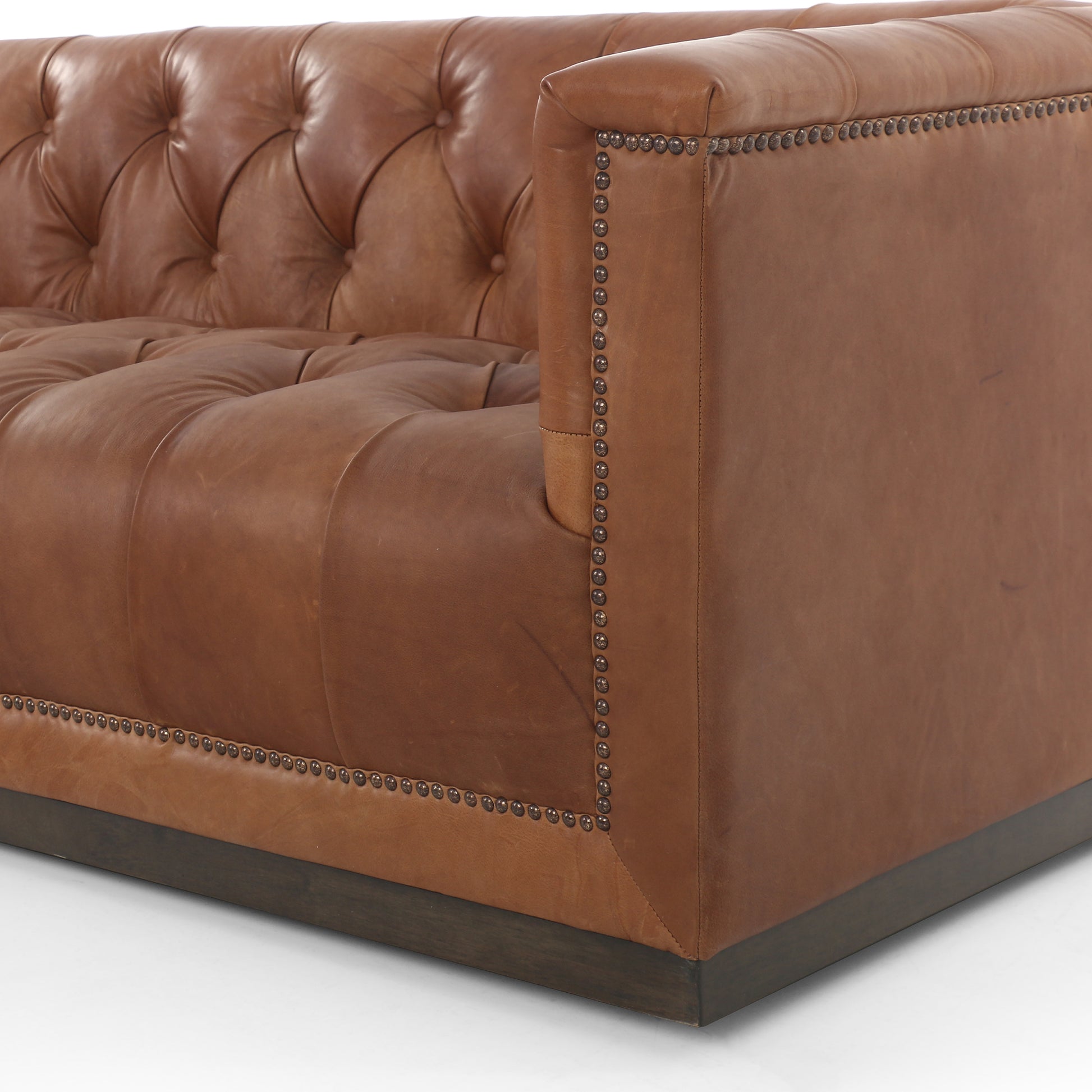 Arlo Leather Sofa arm detail view