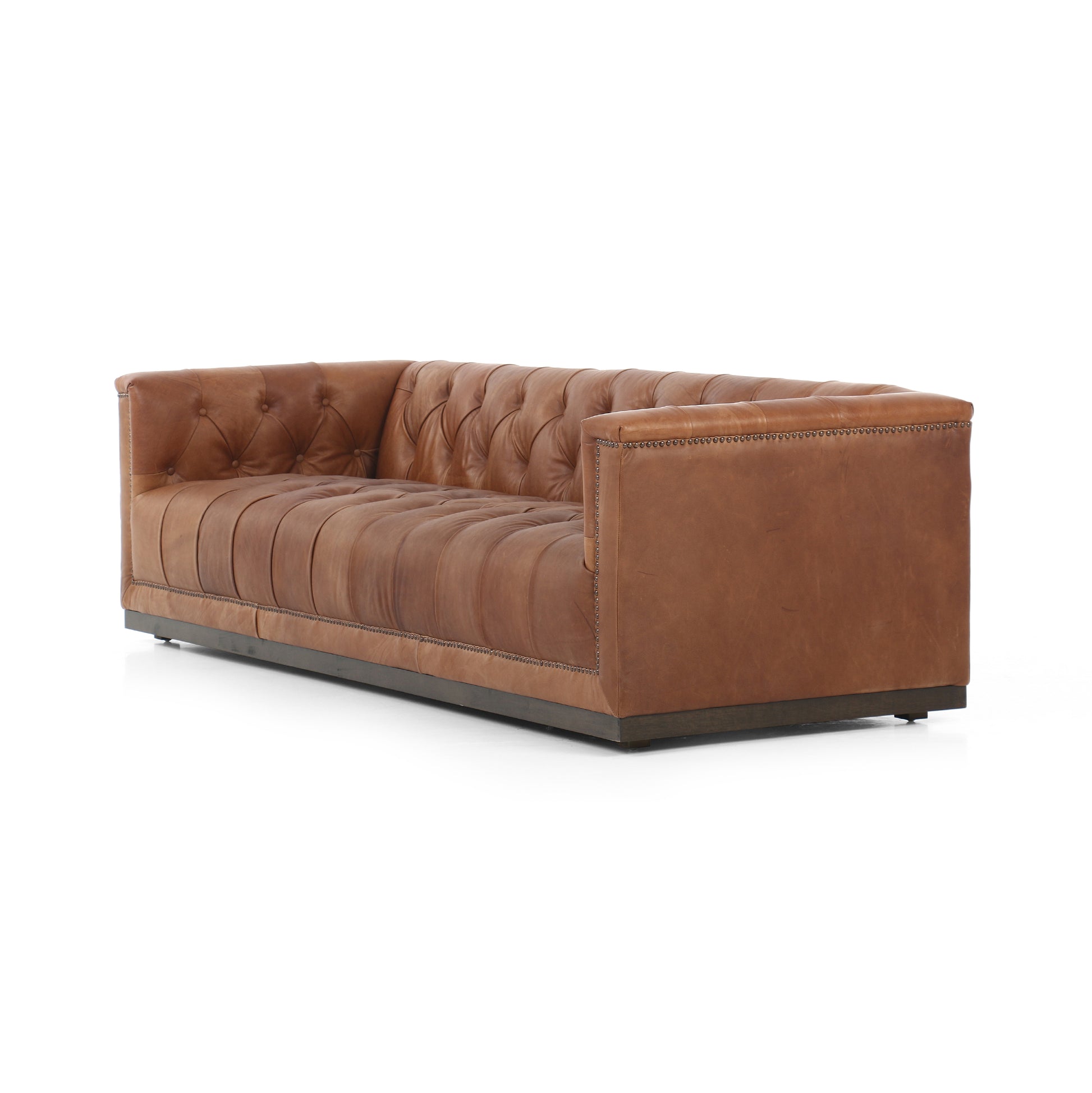 Arlo Leather Sofa side angled view
