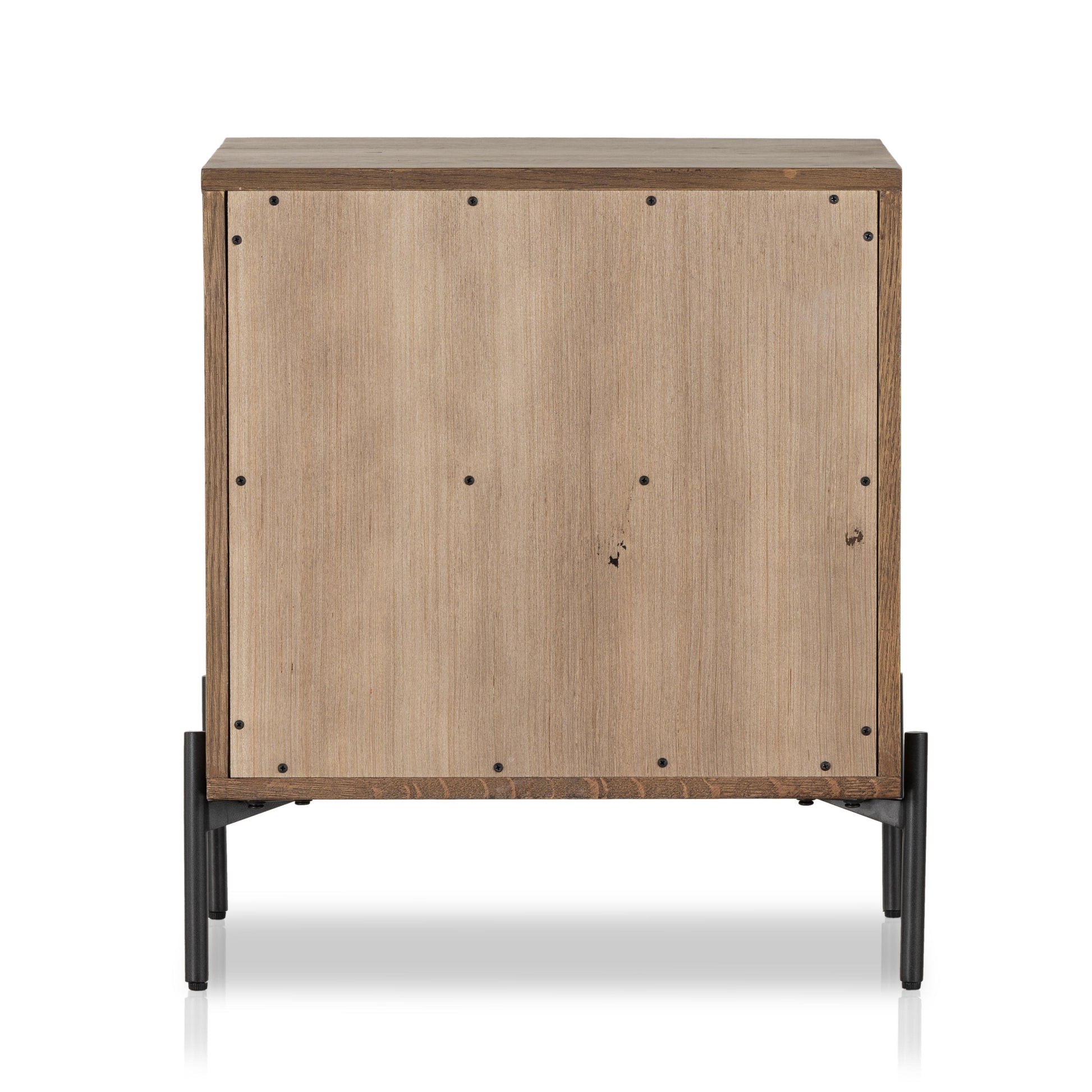 Liam Nightstand in amber oak back view