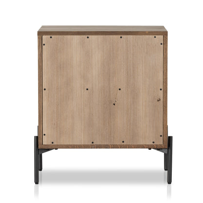 Liam Nightstand in amber oak back view