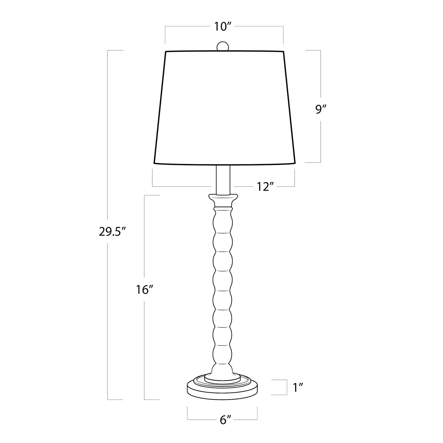 Hughes Birch Wood Table Lamp measurements