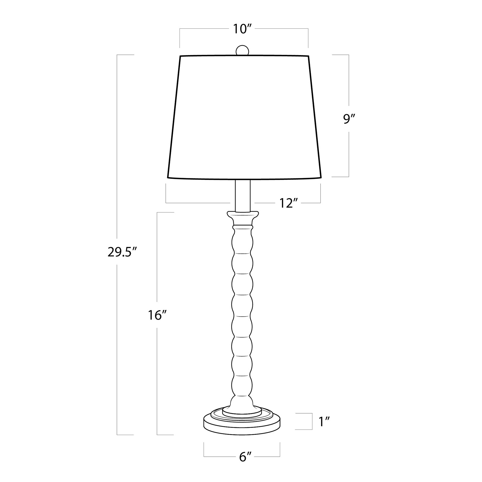 Hughes Birch Wood Table Lamp measurements