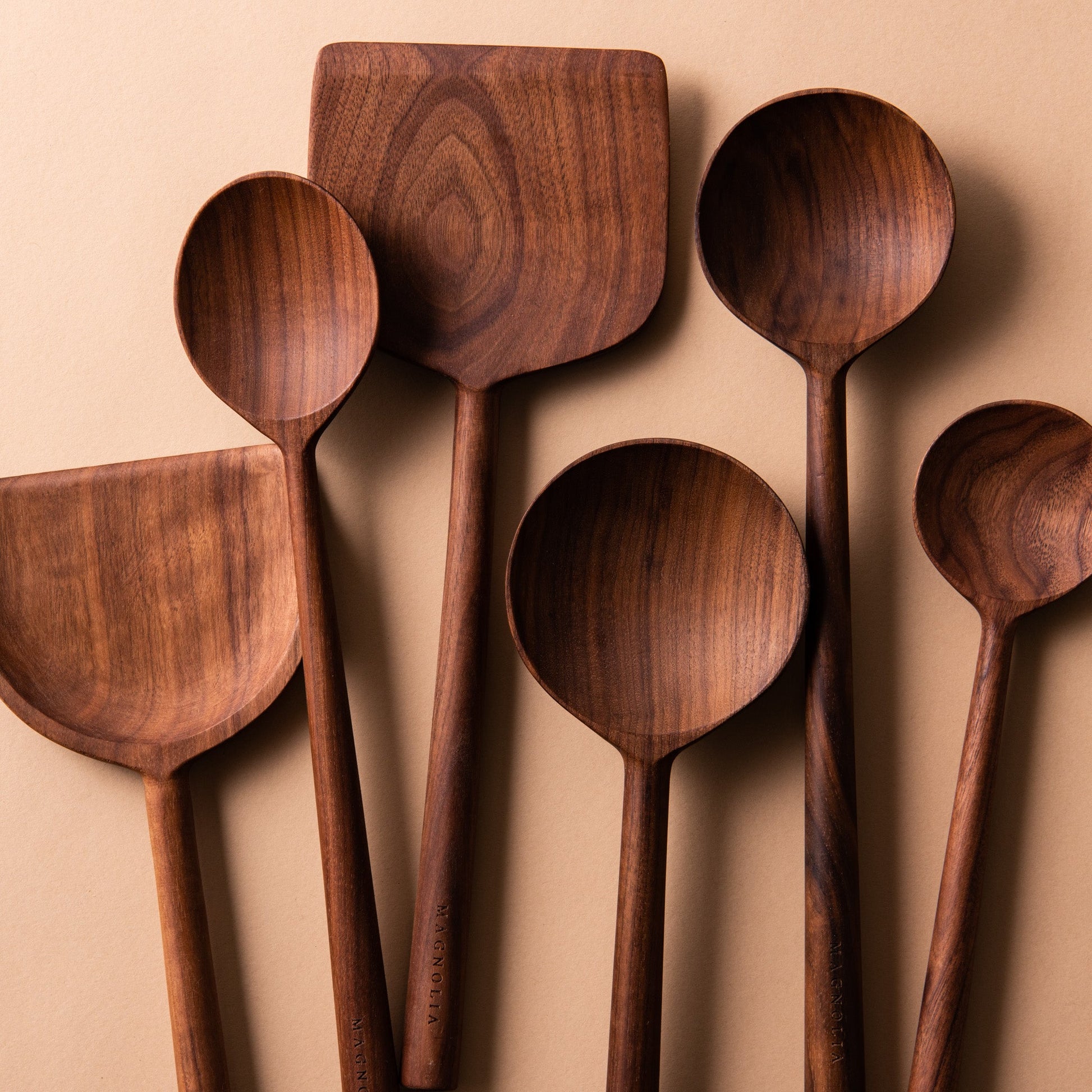 magnolia branded walnut wood spoon