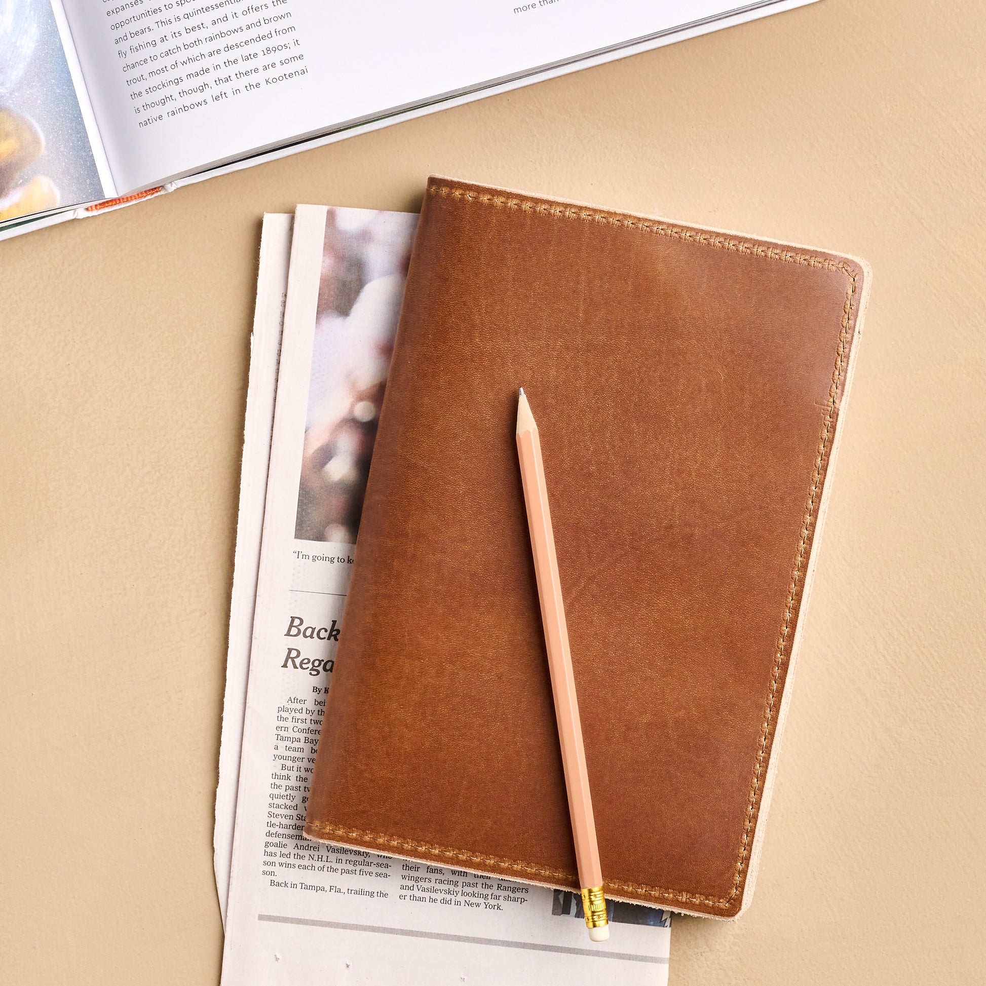 Magnolia Debossed Number 16 Leather Small Pad Folio