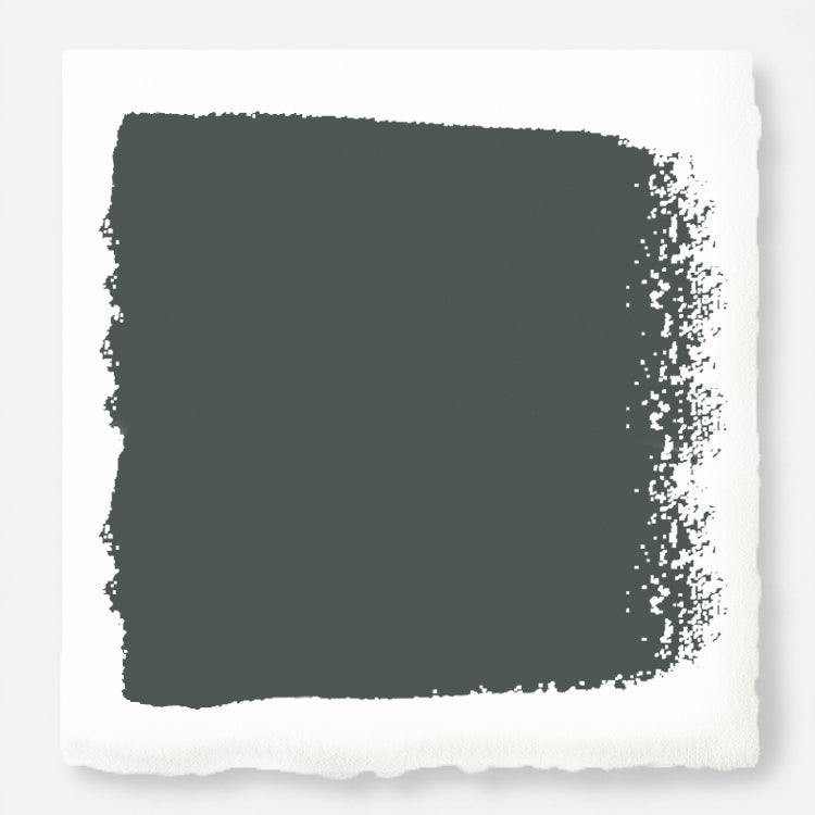 A slightly jeweled forest green hue exterior paint