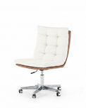 quill desk chair for magnolia with linen like fabric and leather tufted seat