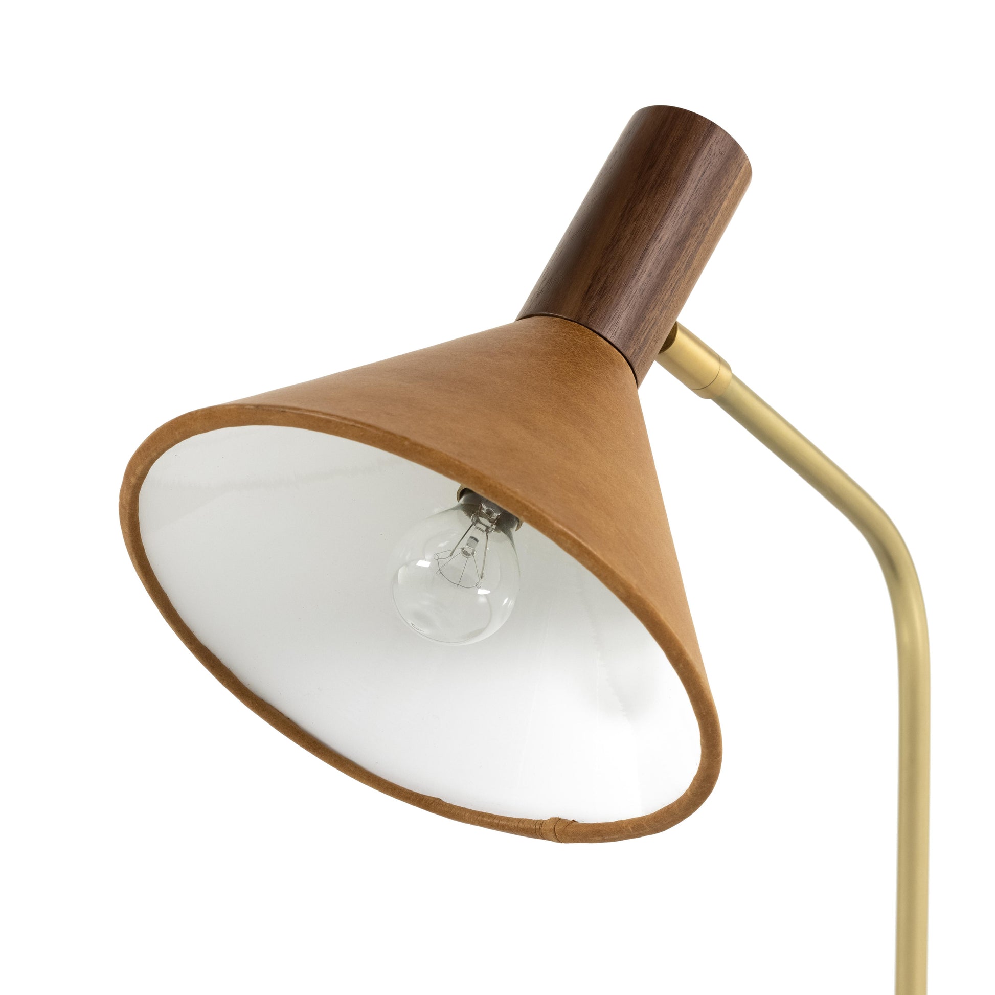 Gibson Task Lamp with Leather Shade close up of lamp shade