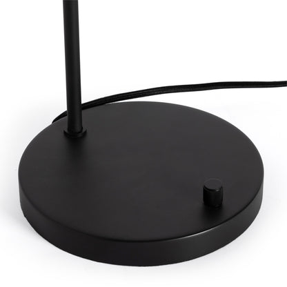Gibson Task Lamp with Leather Shade in black leather close up of base of lamp