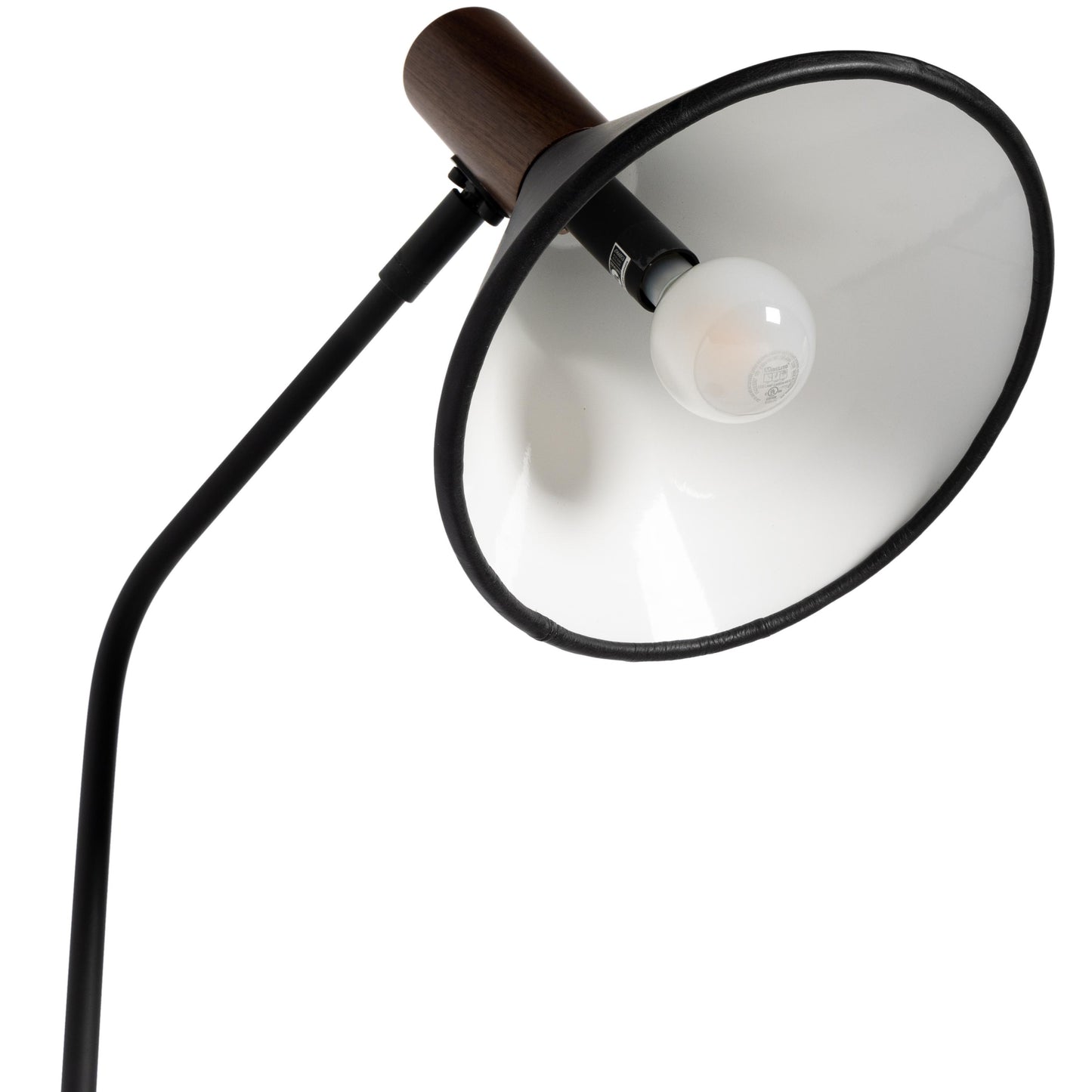 Gibson Task Lamp with Leather Shade in black leather close up of inside of lamp shade