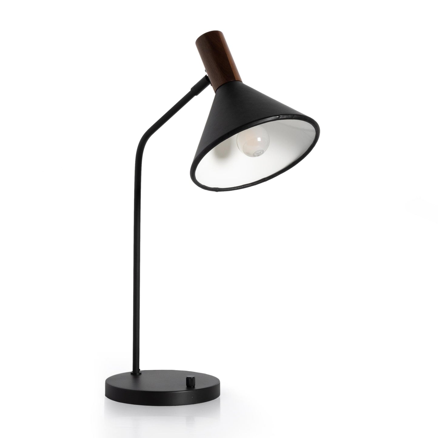 Gibson Task Lamp with Leather Shade in black leather