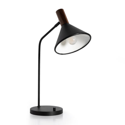 Gibson Task Lamp with Leather Shade in black leather