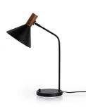 Gibson Task Lamp with Leather Shade in black leather side view