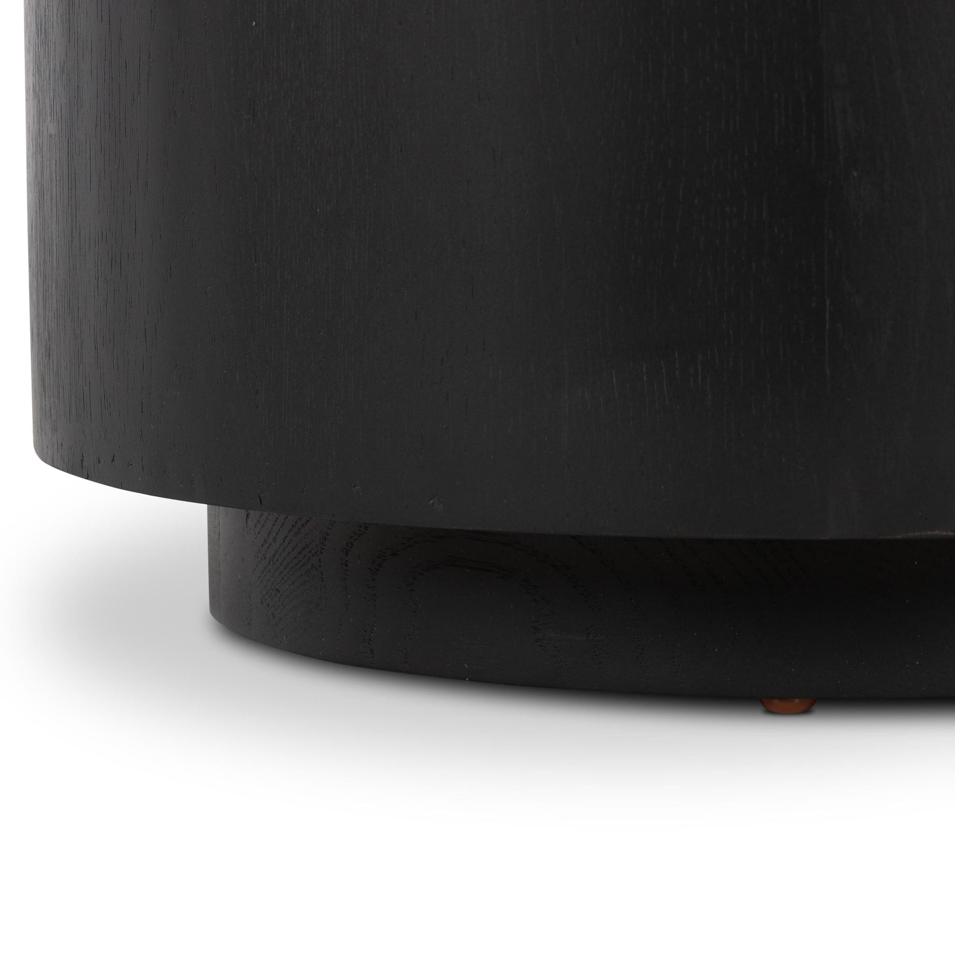 asher side table in black close up of bottom of table