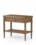 Gabrielle Wooden nightstand table with a drawer on a white background