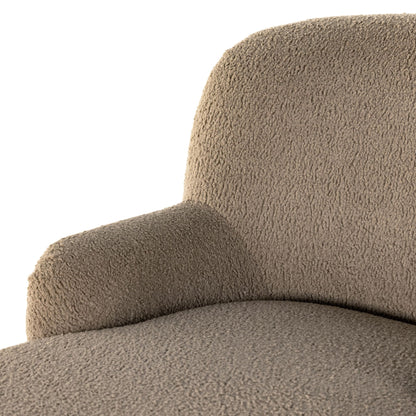 Ruby Chaise Lounge in camel close up of arm of chair