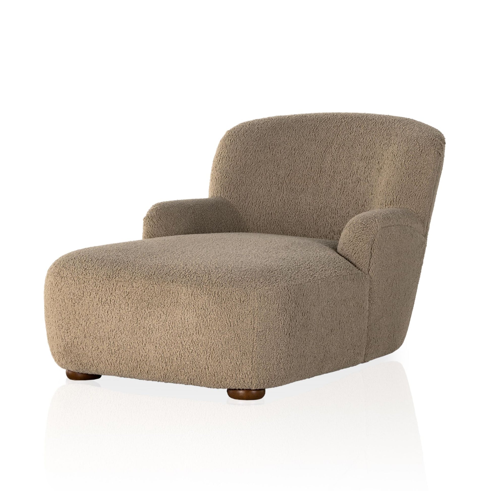 Ruby Chaise Lounge in camel front view angled